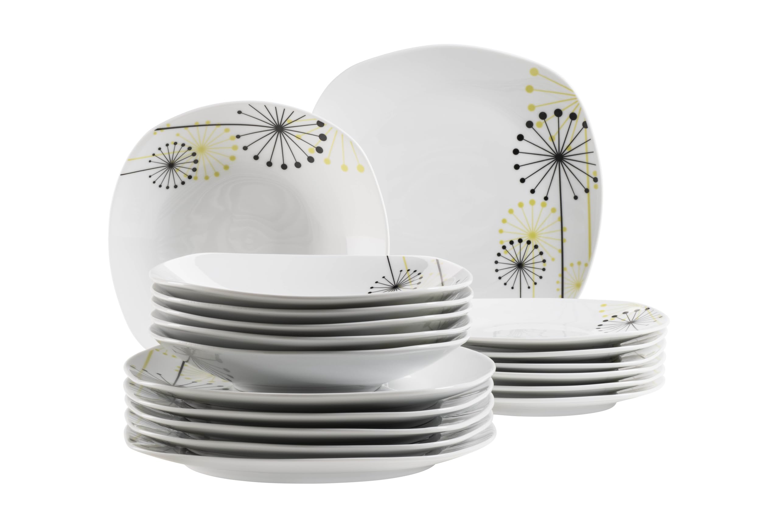 Service de table 18 pièces Mäser Vanesa en porcelaine blanche pour 4 personnes