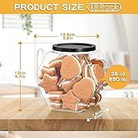 Vista 2 de Dandat 18 tarros de plástico con forma hexagonal para galletas con tapa de 28 onzas, tarro transparente de boca ancha para galletas, dulces