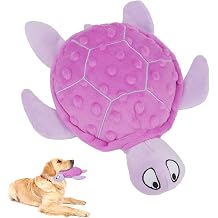 Squeaky Sea Turtle Plush Dog Toy - Durable, No Stuffing, Interactive Chew Toy for Small Dogs - Relieve Anxiety, Teething, and Keep Them Busy for PuppyPurple