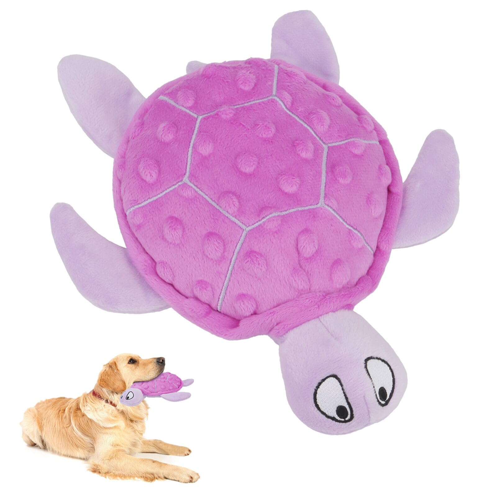 TONYFY Squeaky Sea Turtle Plush Dog Toy - Durable, No Stuffing, Interactive Chew Toy for Small Dogs - Relieve Anxiety, Teething, and Keep Them Busy