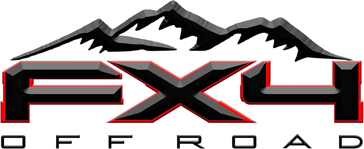2 x Black & Red Matte 3D Off Road 4x4 Truck Bed Vinyl Decal Fits Ford FX4 Trucks