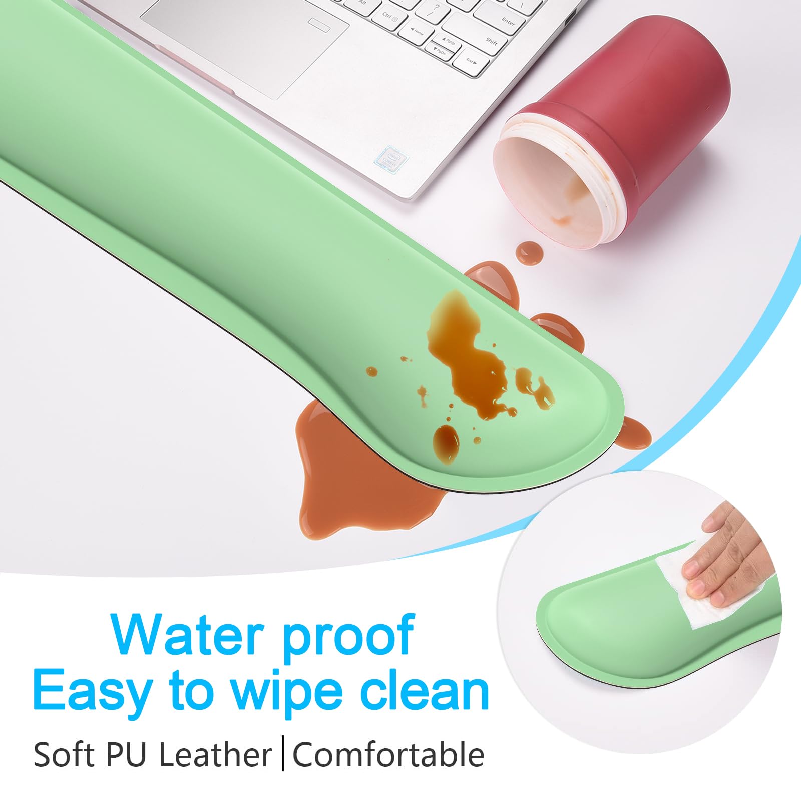 Dapesuom Ensemble de repose-poignet pour clavier, joli tapis de souris en polyuréthane pour clavier d'ordinateur et tapis de souris, repose-poignet amélioré en mousse à mémoire de forme, support