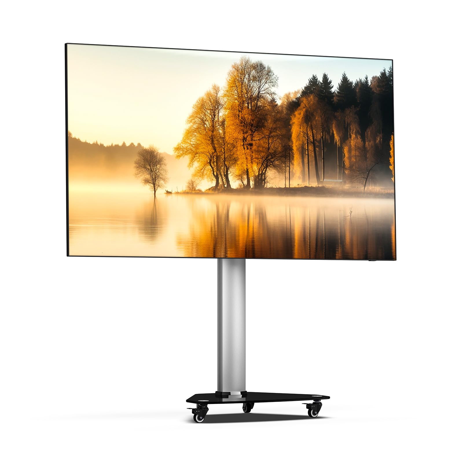 Proton 100 mobiler TV Ständer, rotierbar, Steckdosen, USB-Ports, Höhe VESA 135cm, Hoch- Querformat 32-75 Zoll 40 kg Alu Schwarz