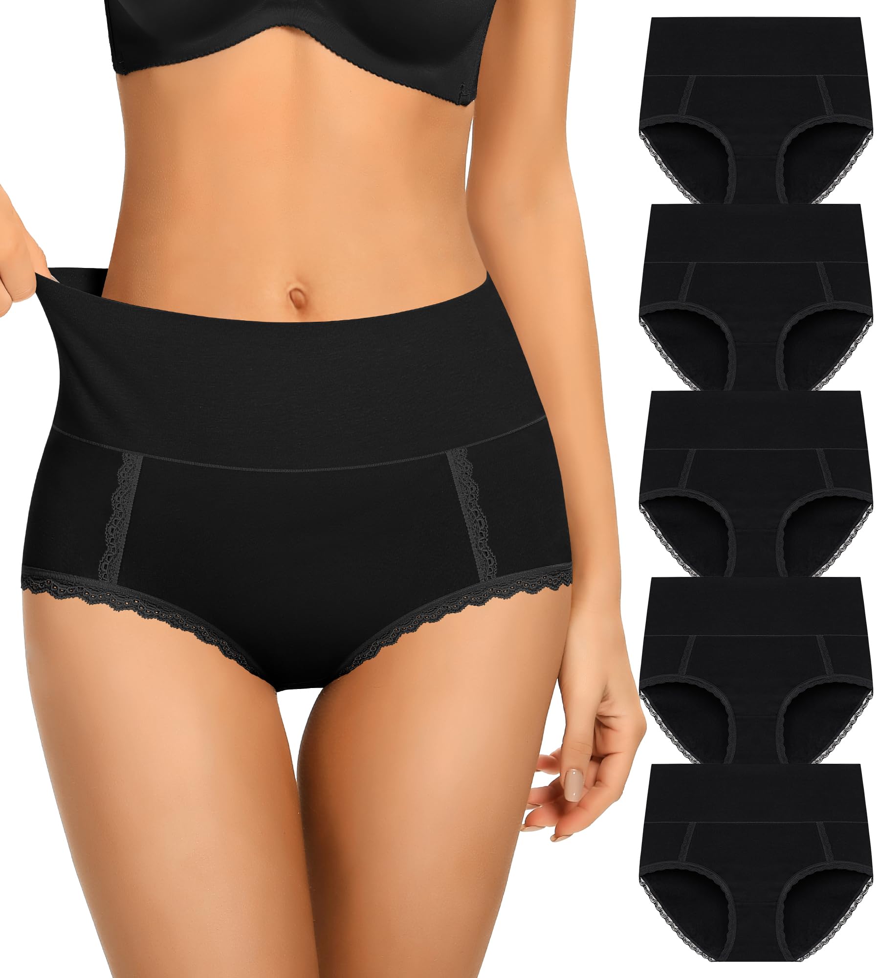 DUKAWA Cotton Underwear High Waisted Womens Full Coverage Ladies Comfy Panties (Regular & Plus Size)