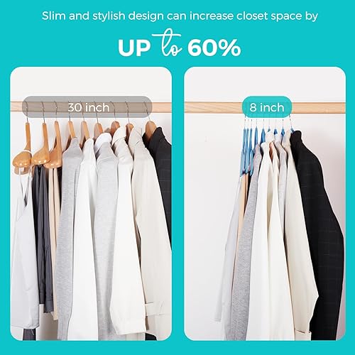 Miniatura 4 de HOUSE DAY Perchas para ropa de terciopelo de alta calidad, paquete de 50 perchas de fieltro flocado antideslizantes, resistentes y duraderas,