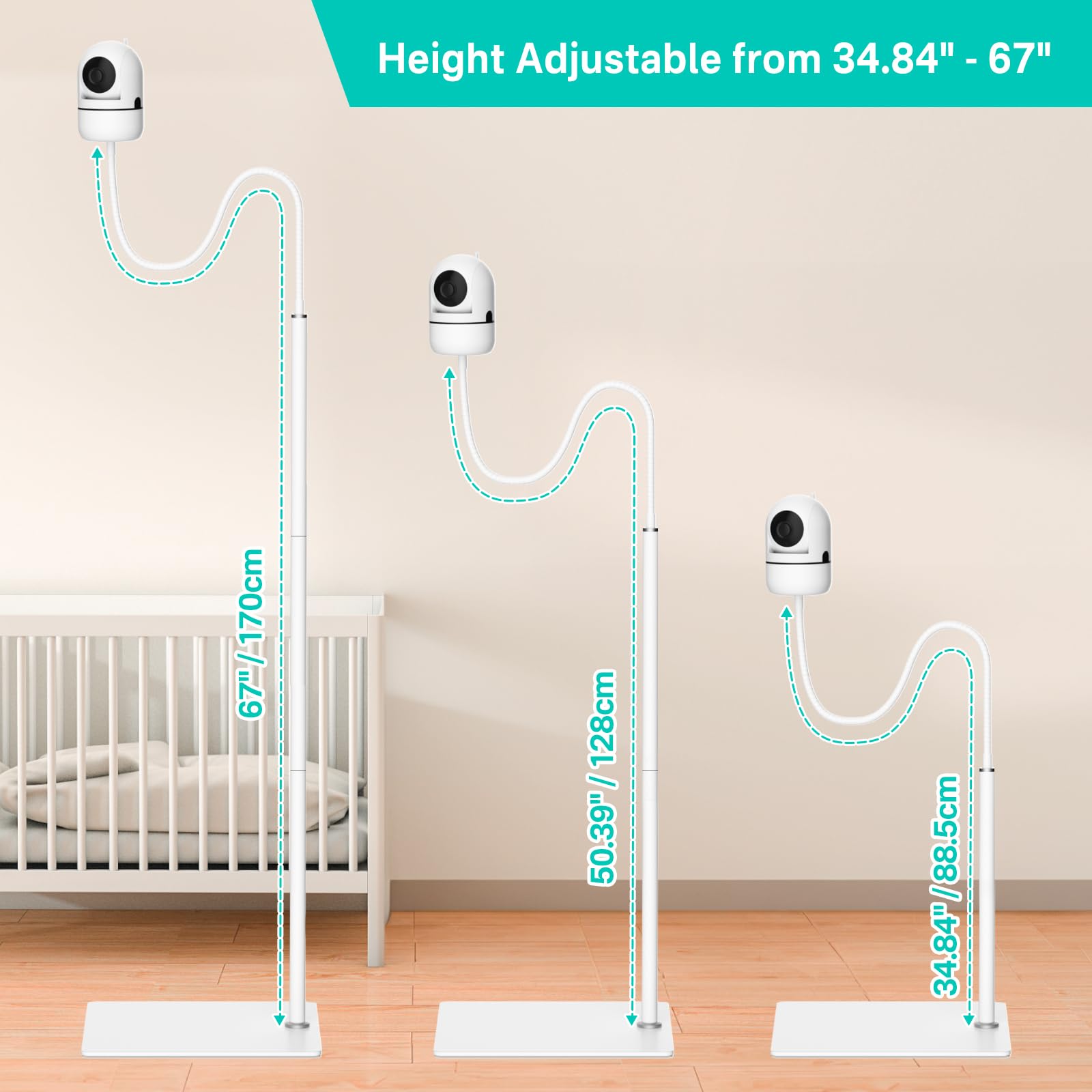 Universal Baby Monitor Stand for HelloBaby Infant Optics DXR-8 Pro, Nanit Pro Baby Monitor Floor Stand - Image 3
