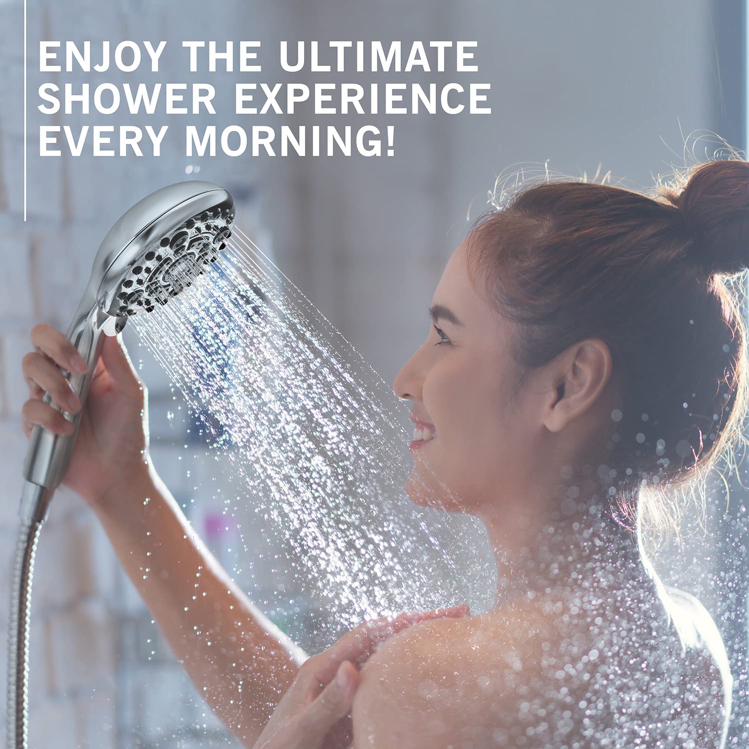 LOKBY HighPressure Handheld Shower Head 6Setting 5 Inch Handheld Rain Shower with Hose