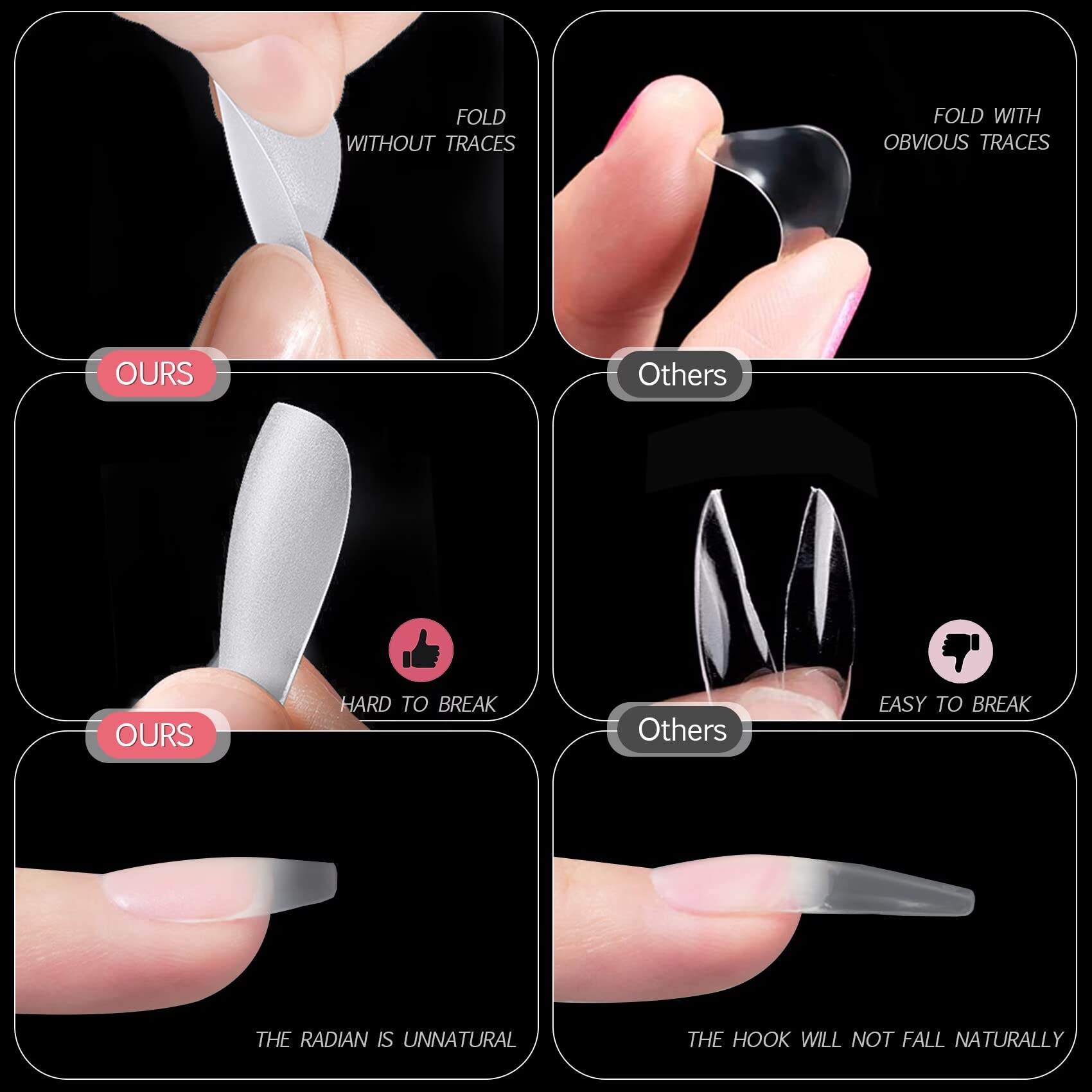 Short Nails Tips, Upgraded Matte Full Cover Soft Gel Nail Tips No Filed - Image 3
