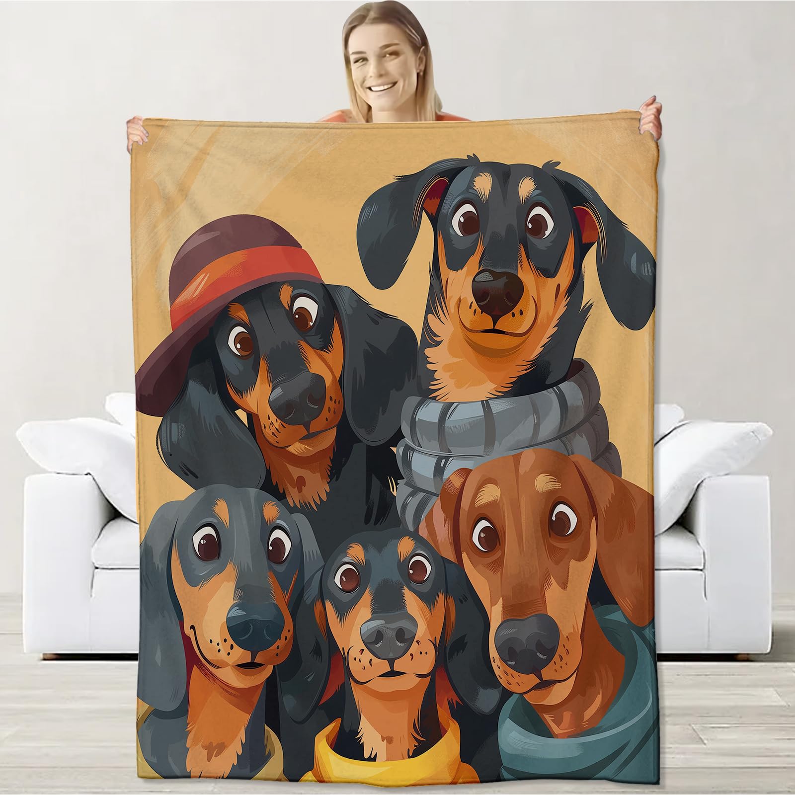 Manta de perro salchicha para mujeres, hombres y niños, manta de franela para regalo, manta de perro salchicha para sofá, cama, sala de estar, suave, cálida y acogedora, decoración de perro salchicha,