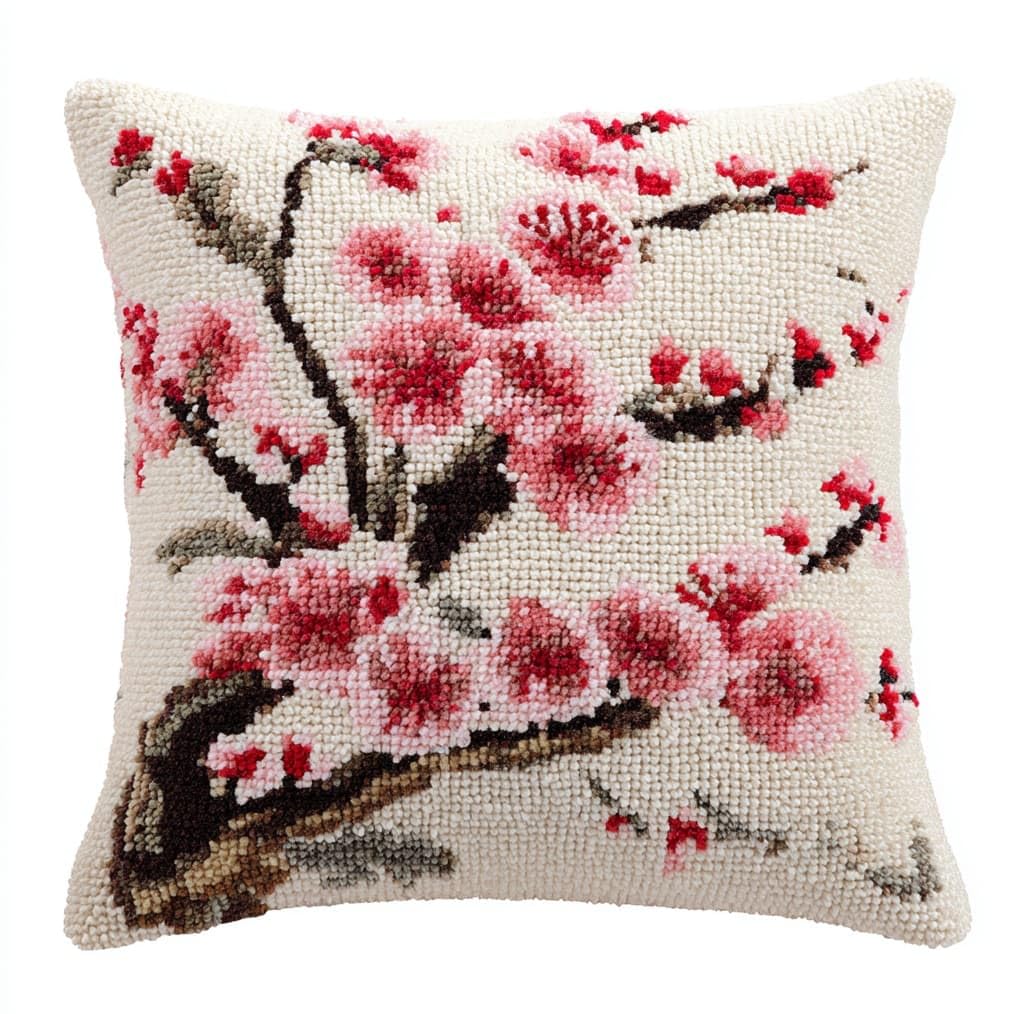 AxiangziK Creative Latch Hook Pillow Kit,Plum Blossom Branches