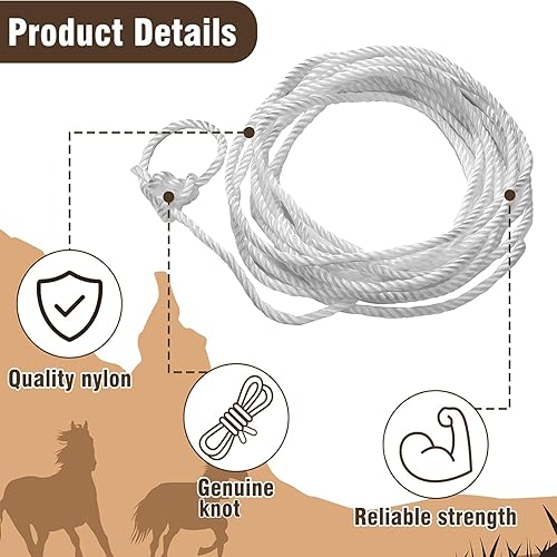 Miniatura 2 de Berlune Cuerda lazo pre-atado vaquero truco Lariat lazo lazo nudo, 516" x 30'