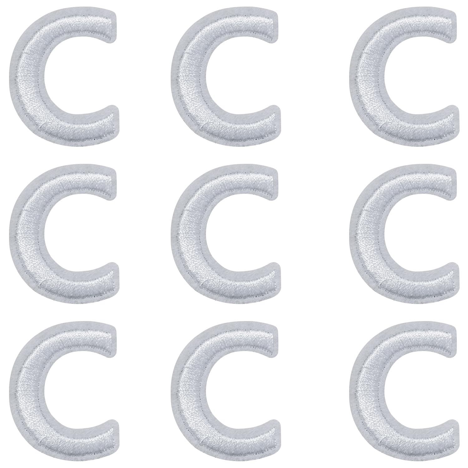 IANZE 9PCS Iron on Letter Patches, White Letter C Patches Embroidered Letter Patch for Clothing, Jeans, Hats, T-Shirts, Backpacks, Etc. (White-C)