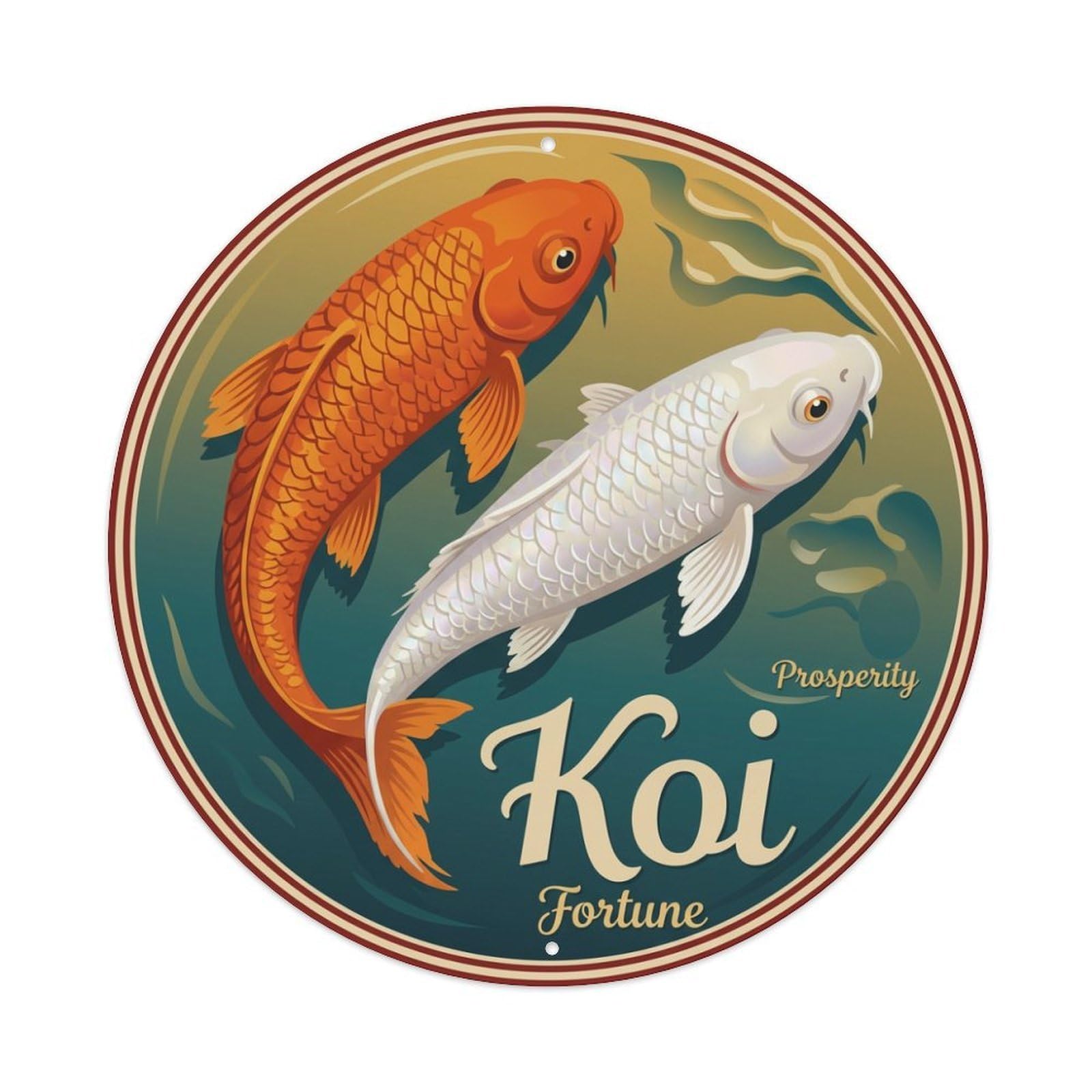 Metal Tin Sign Koi Fish Feng Shui Luck Art