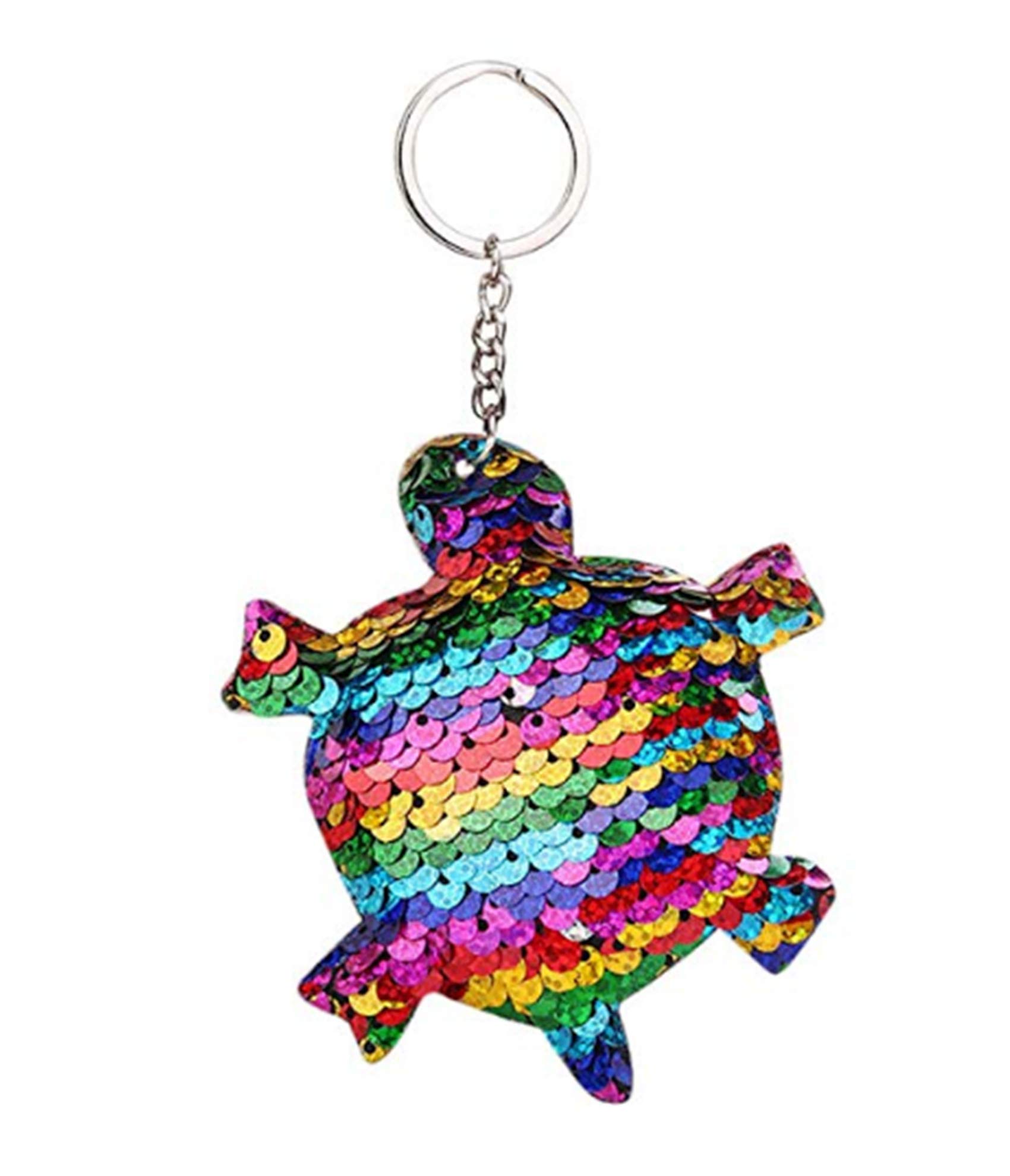Crownofribbons Girls Multicolor Sequin Turtle Keyring, Luggage Accessory, Keychain