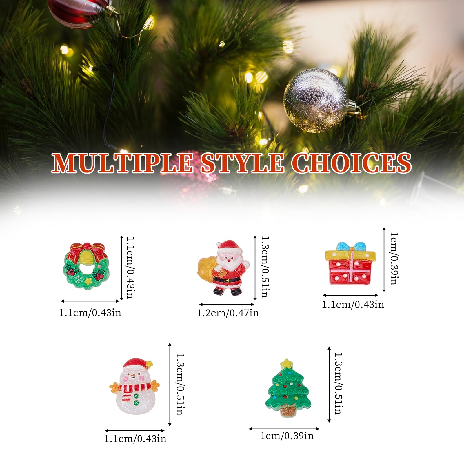 NICENEEDED 50 Pcs Christmas Nail Charm, Cartoon Santa Claus Snowman Bells Xmas Tree Nail Art Decorations - Image 2