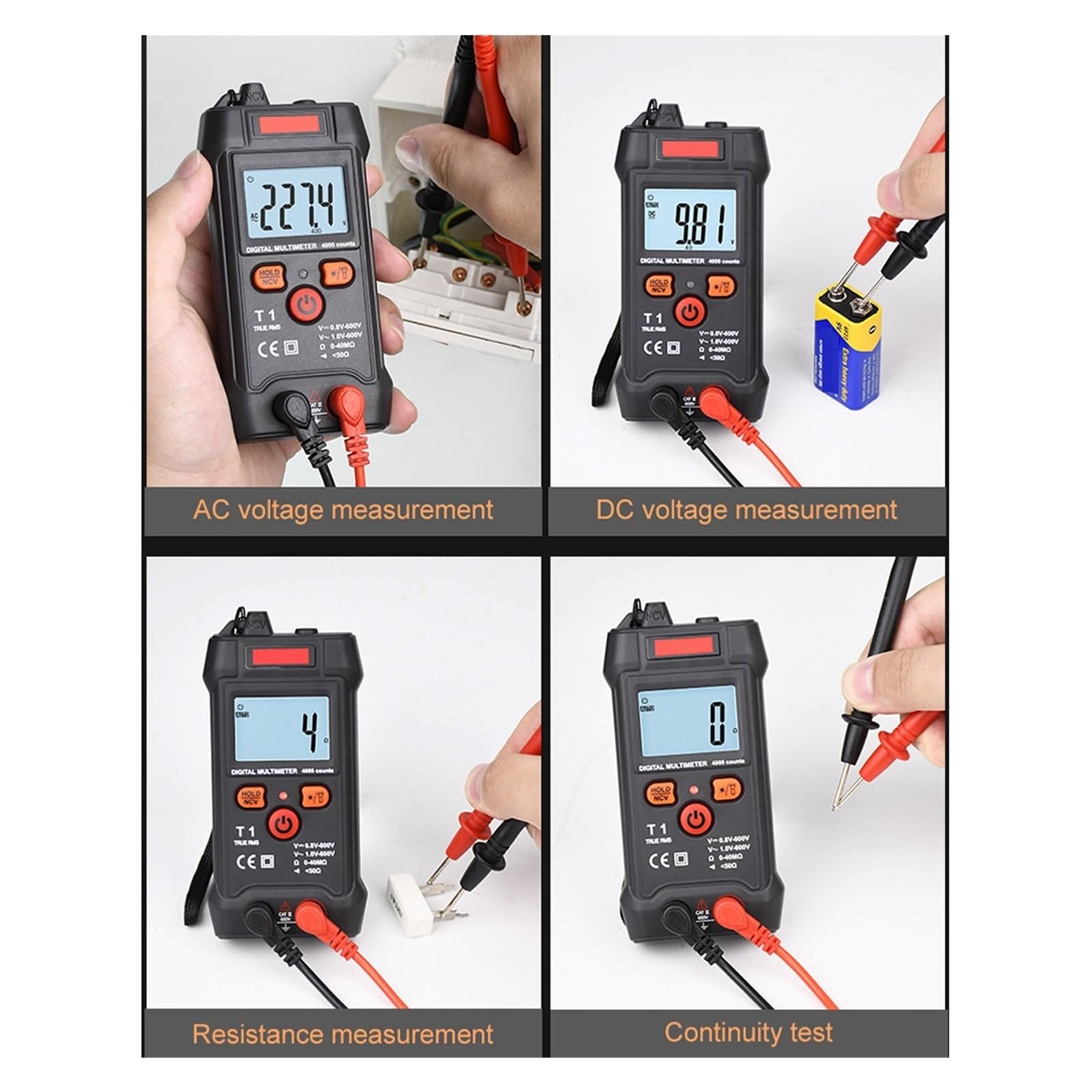 Multimetr Cyfrowy 600 V 4000 Zlicza Ture AC DC NCV Inteligentny Tester Miernik Napięcia Rezystancji Szybko Dokładnie Łatwy Odczyt(ZL128B charging PRO)