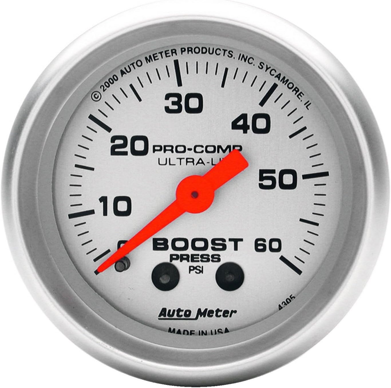 Auto Meter 4305 Ultra-Lite Mechanical Boost Gauge, Regular, 2.3125 in.