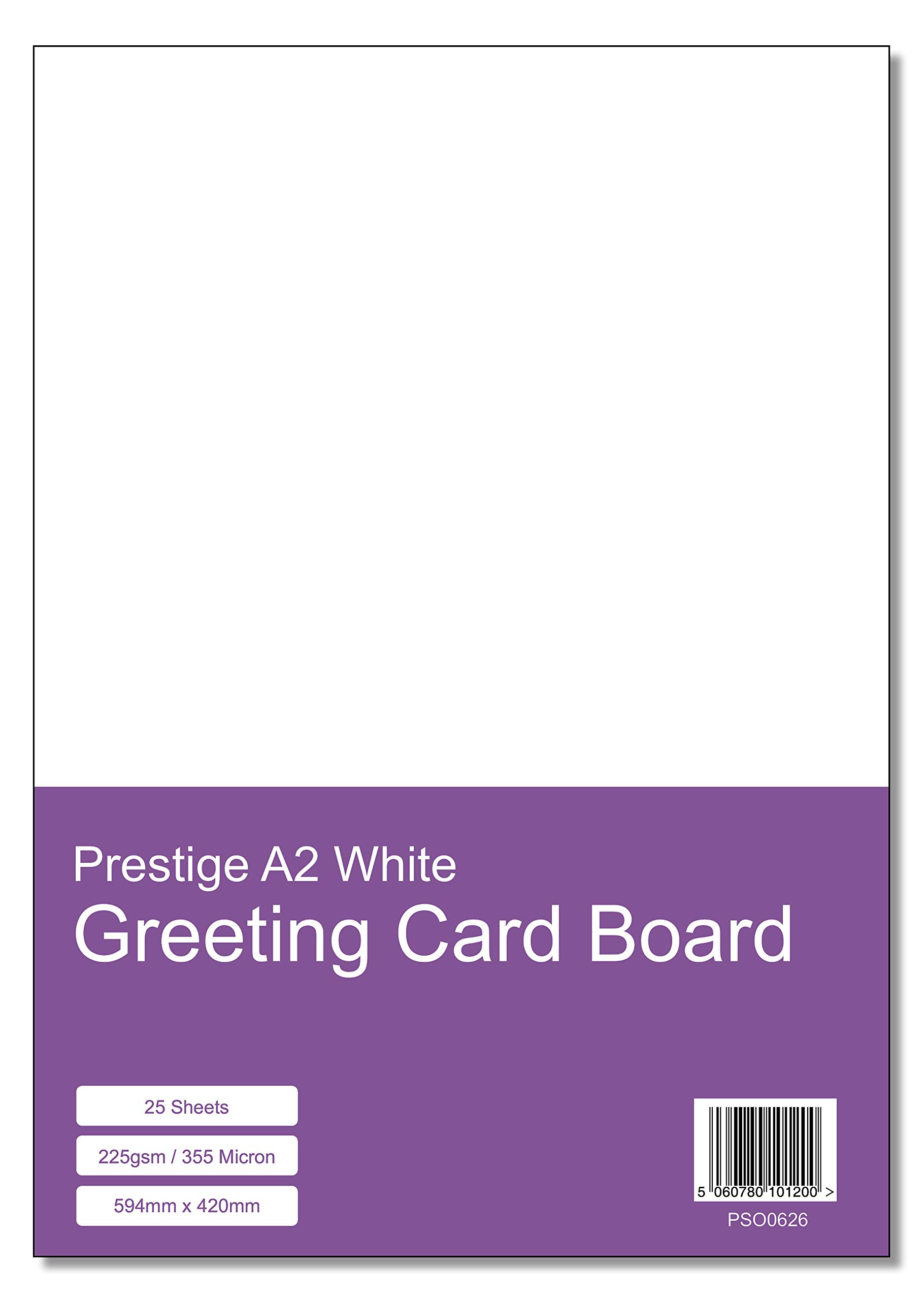 Prestige A2 Blank Greeting Card/Crafting Board - 225gsm / 355 Micron - 594mm x 420mm - 25 Sheets per Pack
