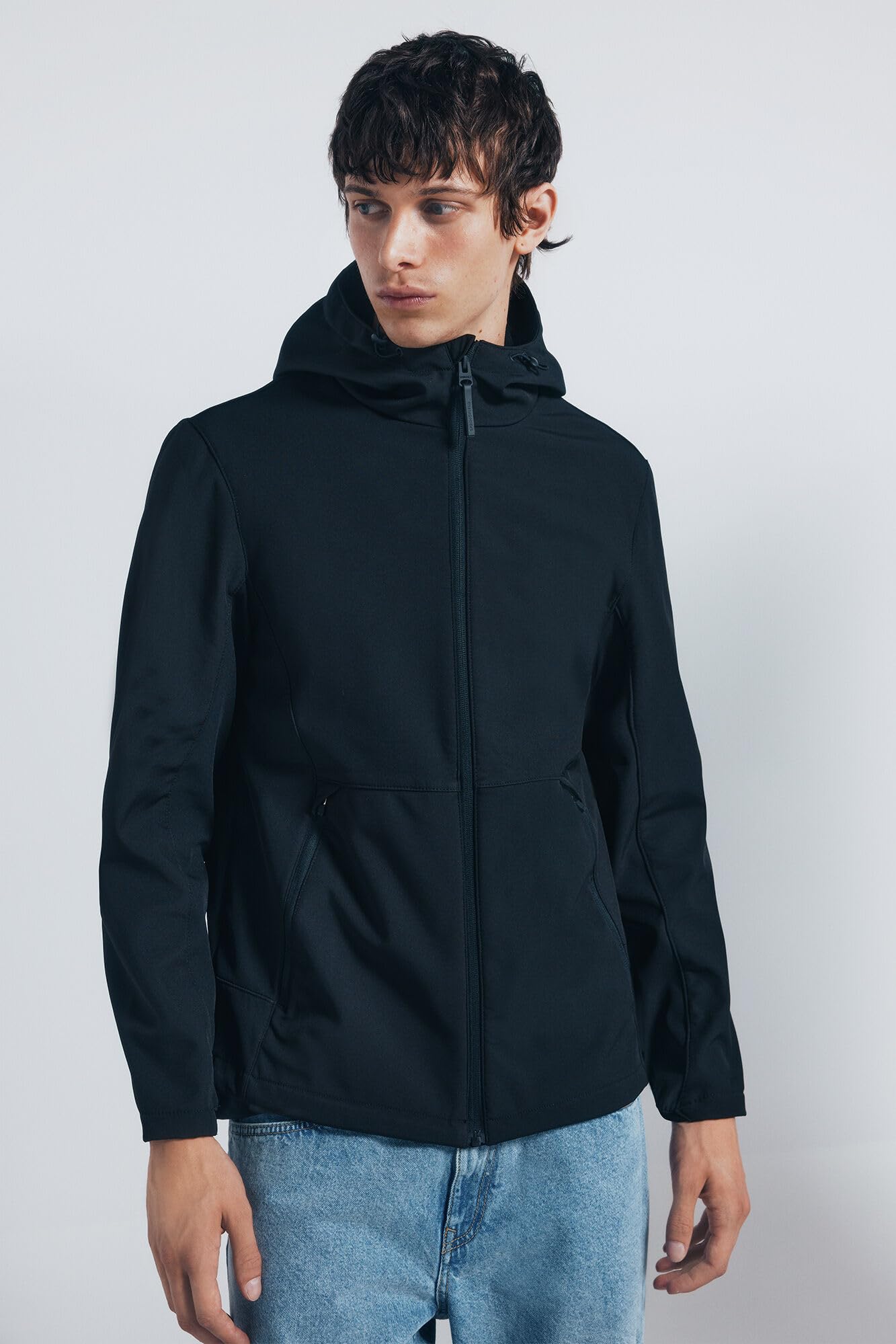 SPRINGFIELD Softshell Technical Parka Water Resistant Polyester With Zip Up Pockets And Hoodie. Parka Con Capucha Hombre