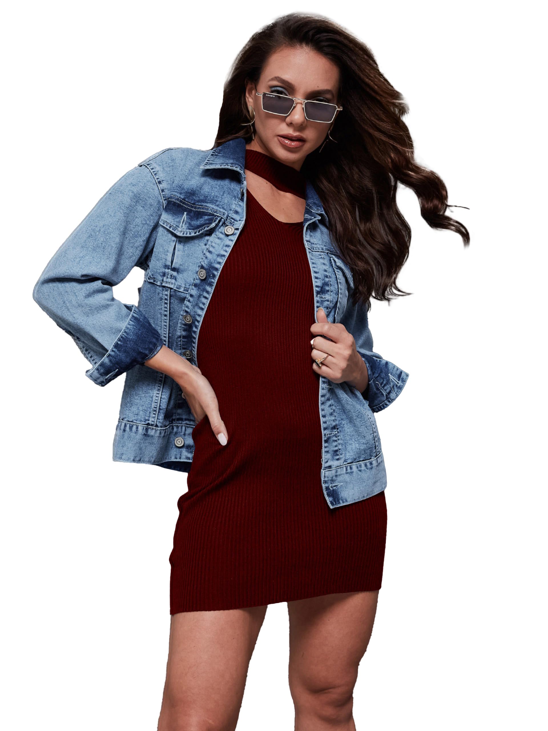 miss chase Women's Collared Full Sleeves Buttoned Denim Jacket-picture-50