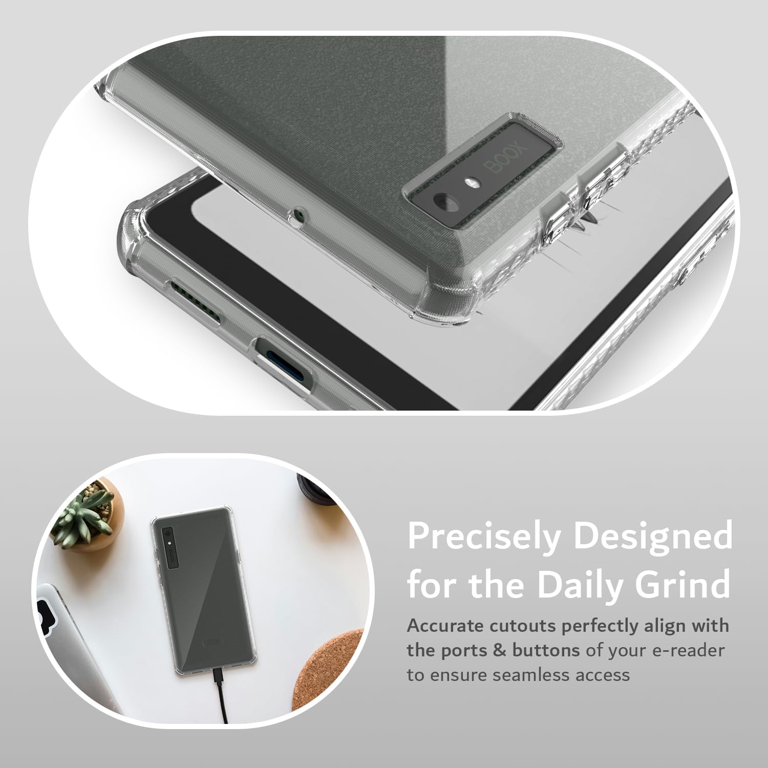 TUDIA SKN Clear Designed for Onyx Boox Palma Case 6.13" Back Cover, [Reinforced Corners] Shockproof Slim Anti-Yellowing Silicone Gel Transparent Back Lightweight Grip TPU Bumper for eReader (Clear)