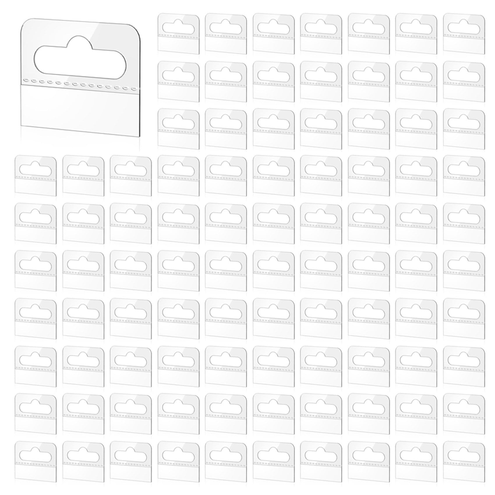 Hndhbfgrt Hang Tabs, 600 Pcs Clear Sticky Hanging Tabs Slot Hole Self Adhesive Plastic Hang Tags, 4.5 X 3.5cm