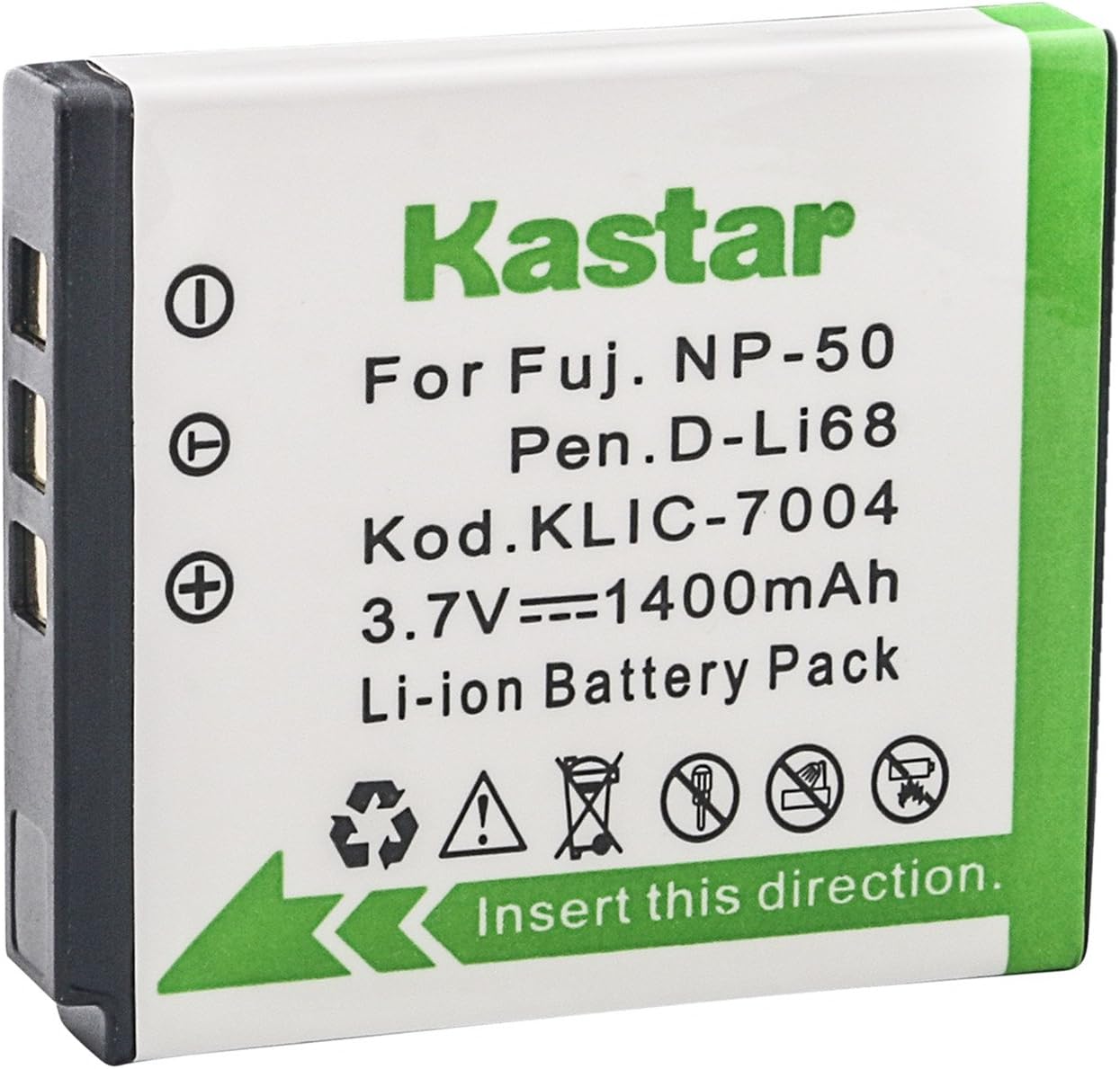 Kastar High Capacity KLIC-7004 Digital Camera Replacement Lithium-Ion Battery Compatible with Kodak KLIC-7004; Fuji NP-50, FinePix F300EXR, FinePix F505EXR; Pentax D-LI68