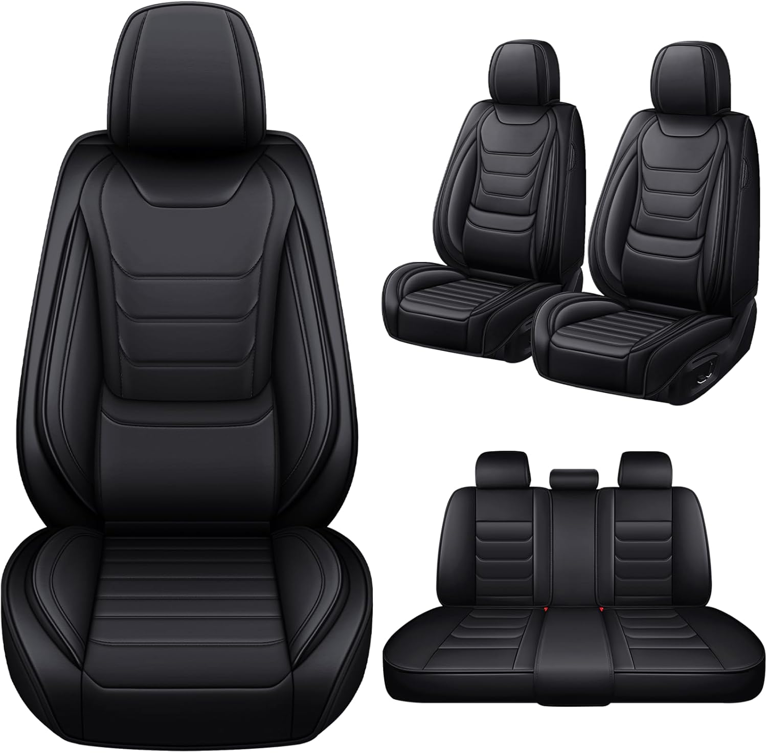Car Seat Covers Full Set for Kia K4 2025, Waterproof Nappa Leather Car Seat Cover, Anti-Slip & Comfortable Car Seat Protector&Accessories(Black)