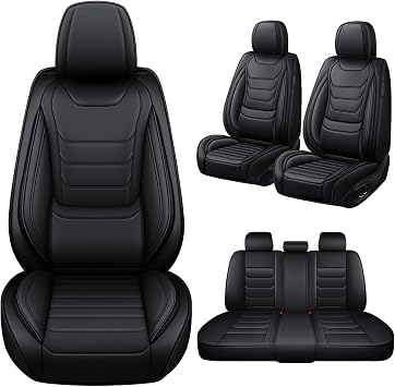 Car Seat Covers Full Set for Kia NIRO 2017-2025, Waterproof Nappa Leather Car Seat Cover, Anti-Slip & Comfortable Car Seat Protector&AccessoriesBlack