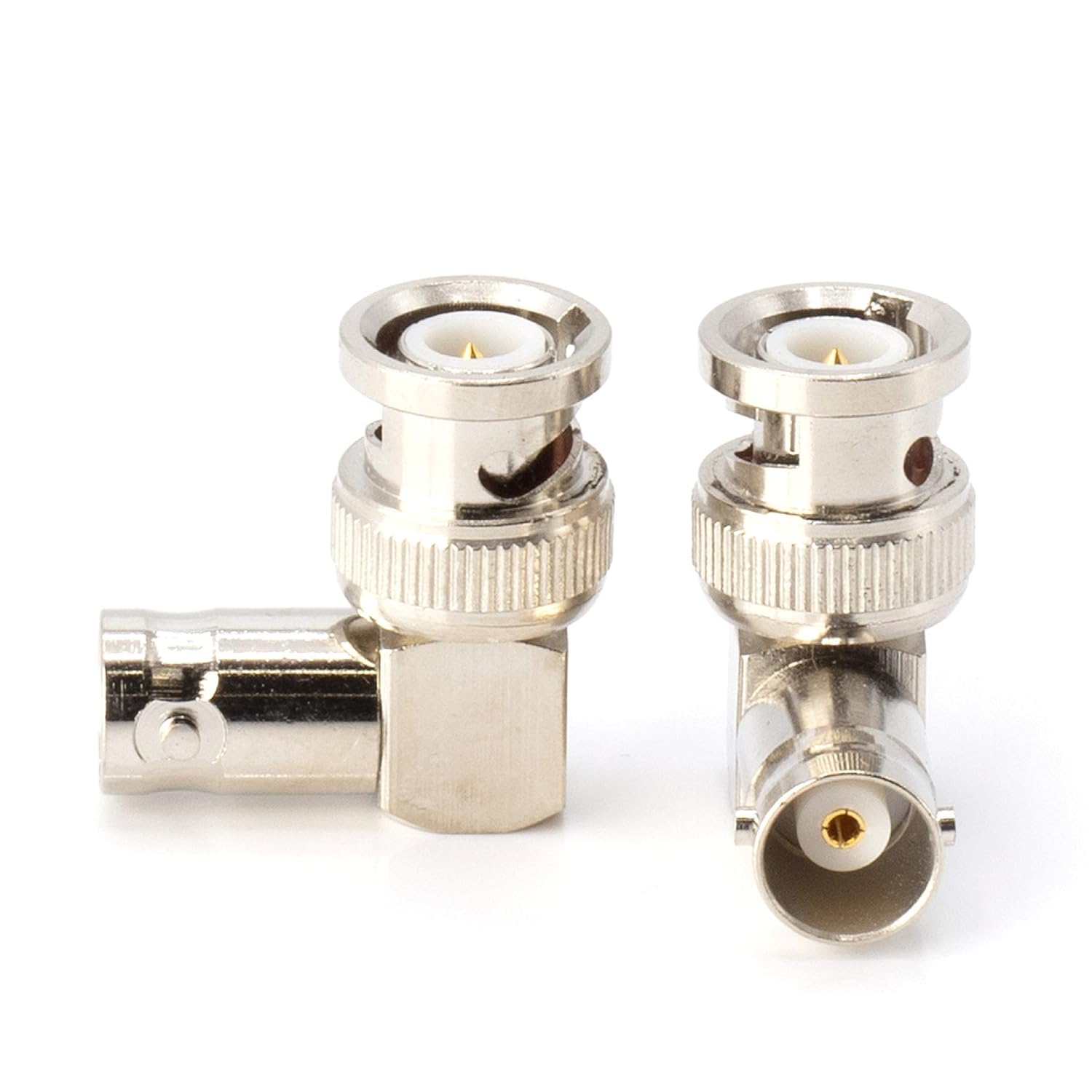 THE CIMPLE CO - BNC 90 Degree Adapter - Male to Female Converter - Elbow Coax Connector - Right Angle Coaxial Coupler - UL Listed - 50 Pack