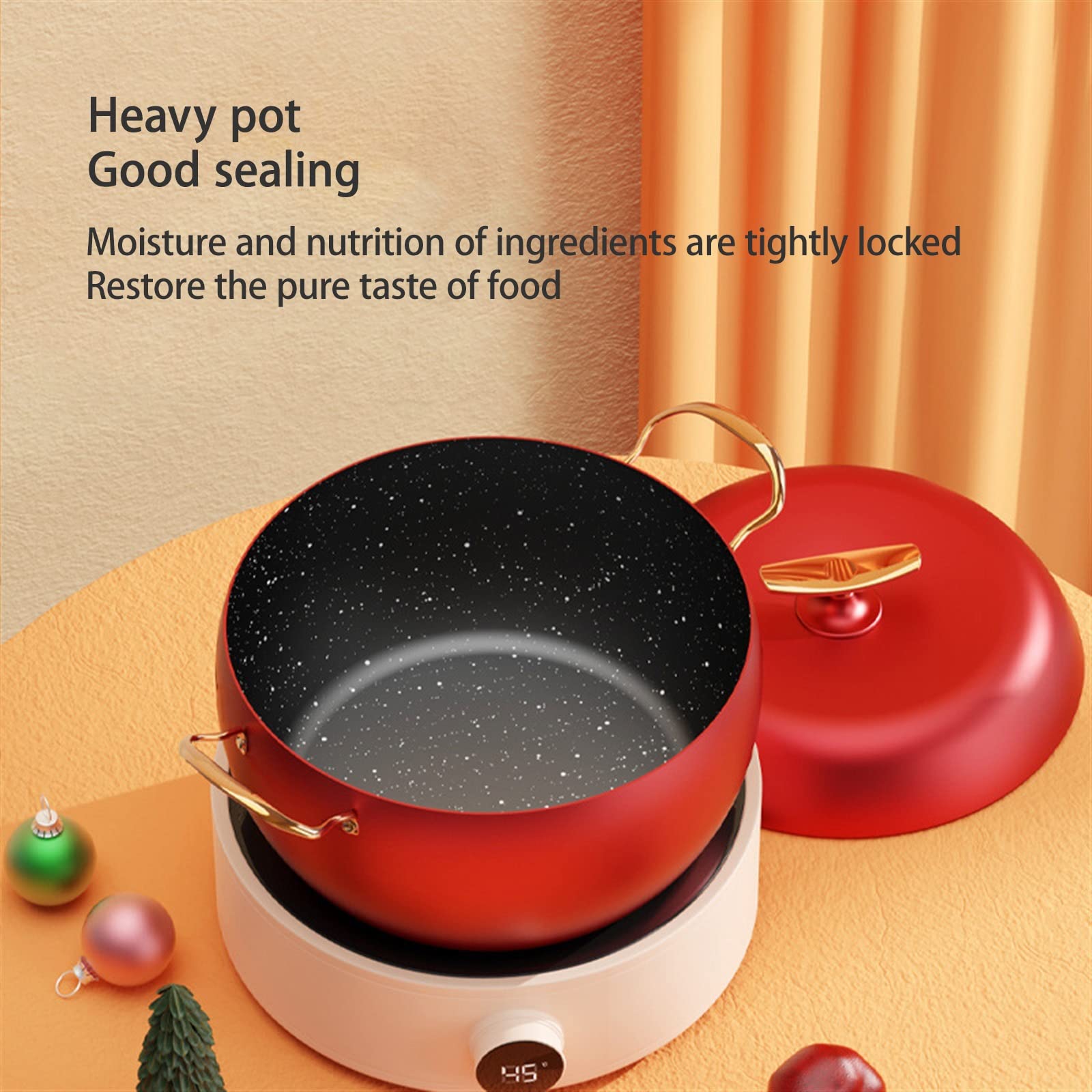 Kształt Jabłka Emaliowane żeliwo Dutch Oven Z Podwójny Uchwyt Nie Klei Się Szkliwo Pokryty Do Grill, Pieczenie Chleba, Gotowanie