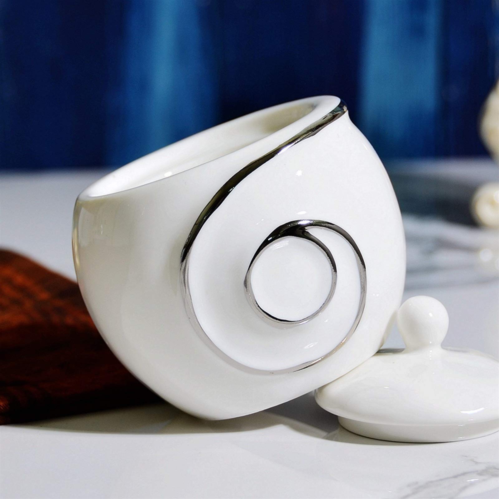 Sucrier Sucrier avec Couvercle Simple Blanc Argenté Artisanat Céramique Assaisonnement Bol Sel Bol à café Sucrier Le Meilleur Choix pour Les Cadeaux Entre Amis Bonbonnière Bocaux