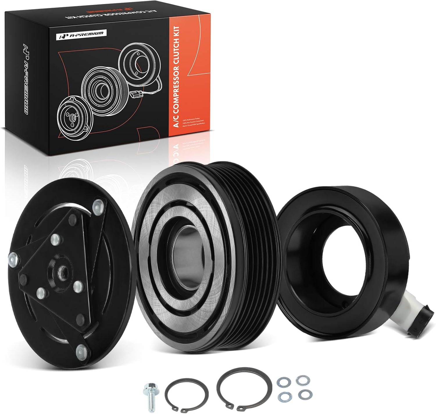 A-Premium Air Conditioner AC Compressor Clutch Kit Compatible with Chevrolet Malibu 2004-2006 3.5L & Pontiac G6 2005-2006 3.5L