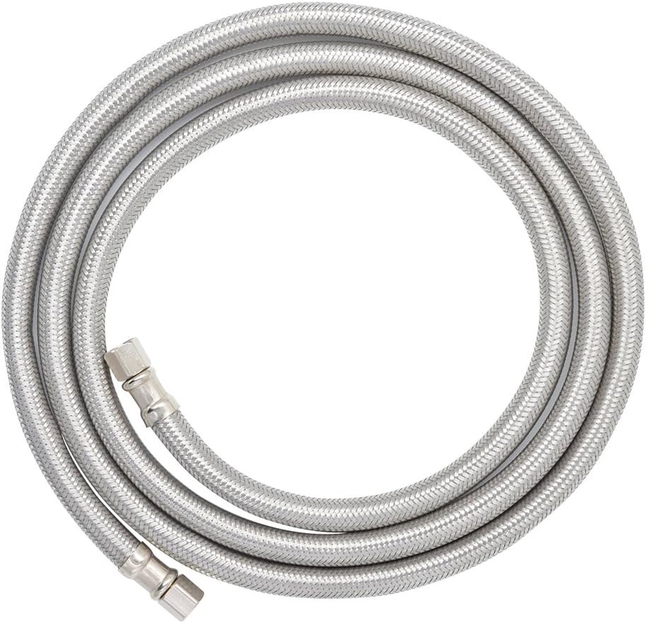 TT FLEX Flexible Certified Appliance Stainless Steel Braided Ice Maker Hose Connector,1/4"comp*1/4"comp,6FT