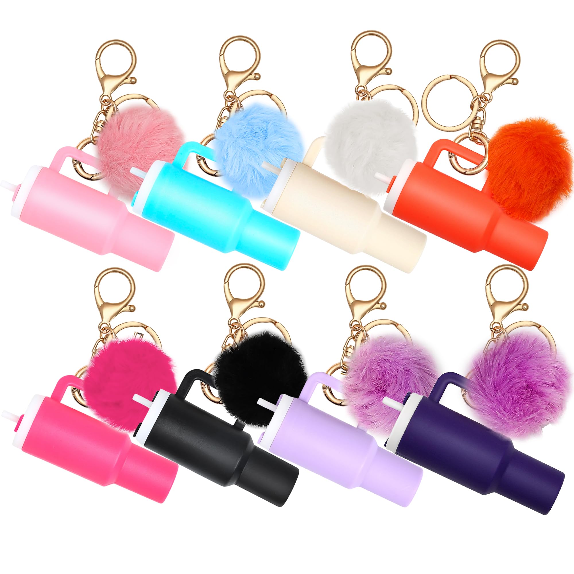 8pcs or 12pcs Mini Tumbler Keychain for Stanley Cup Cute Chapstick Holder Key Chain Charms Backpack for Women Girls