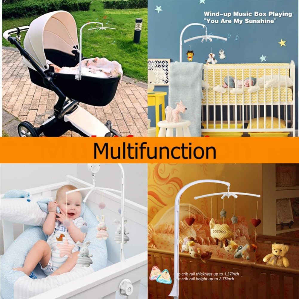 34 Inch Baby Crib Mobile Bed Bell Holder,Extra Long Crib Mobile Arm Nursery Mobile Arm Baby Mobile Hanger,Adjustable Holder Arm Bracket Nut Screw DIY Toy Decoration (34.6 inch)