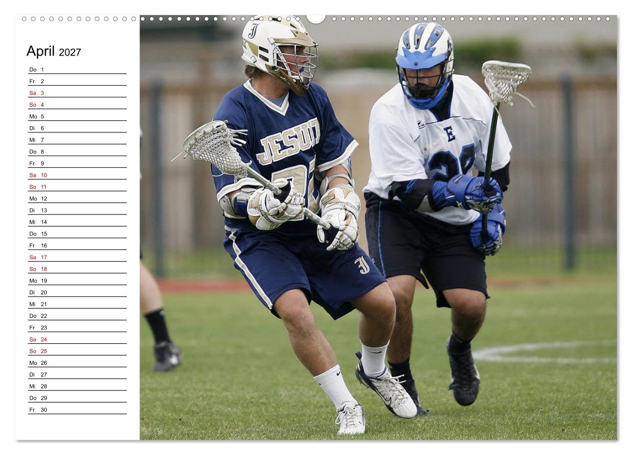 CALVENDO - Teamsport Lacrosse - Face-off (Wandkalender 2027 DIN A2 quer), Monatskalender: Packende Spielszenen aus der Welt des Lacrosse