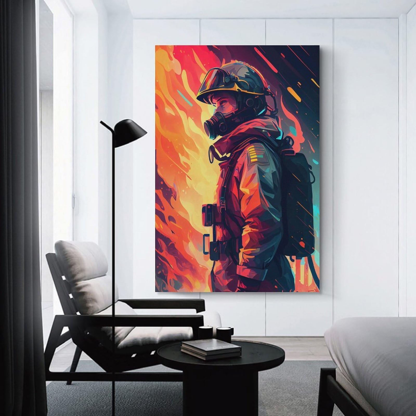Junmoney Unframe-Firefighter Anime Firefighter Anime Wall Decor Canvas Print, 16X24inch(40X60cm), For Wall Displays, Bedrooms Or Room Updates, Wall Decor Suited To Curated Displays