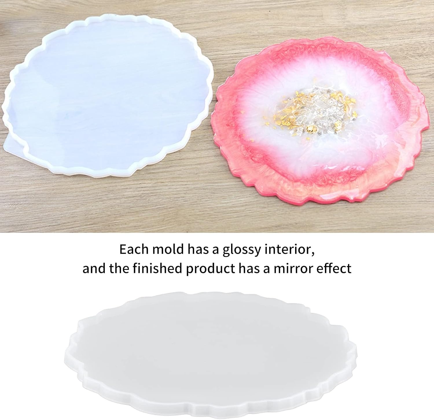 Large Round Resin Tray Mold, Irregular Silicone Serving Tray Geode Agate Epoxy Mold Fruit Tray Silicone Epoxy Casting Mould for Coaster, Fruit Board, Dessert Dish, Resin Painting Art