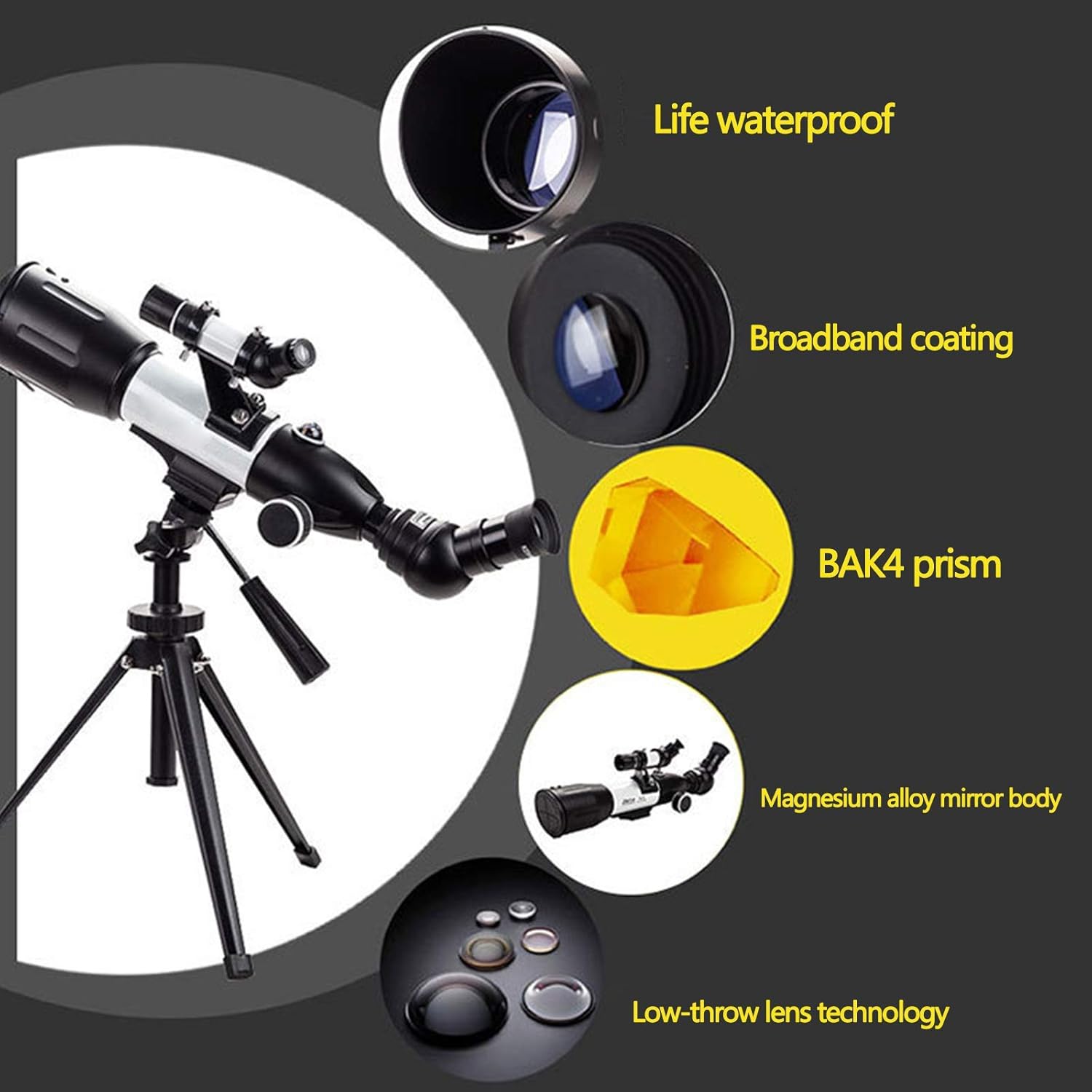 Astronomical Telescope for Kids 350/50mm Super Clear Telescope Portable Refractor Telescope with Lightweight Tripod for Astronomy Beginners for Educational Science