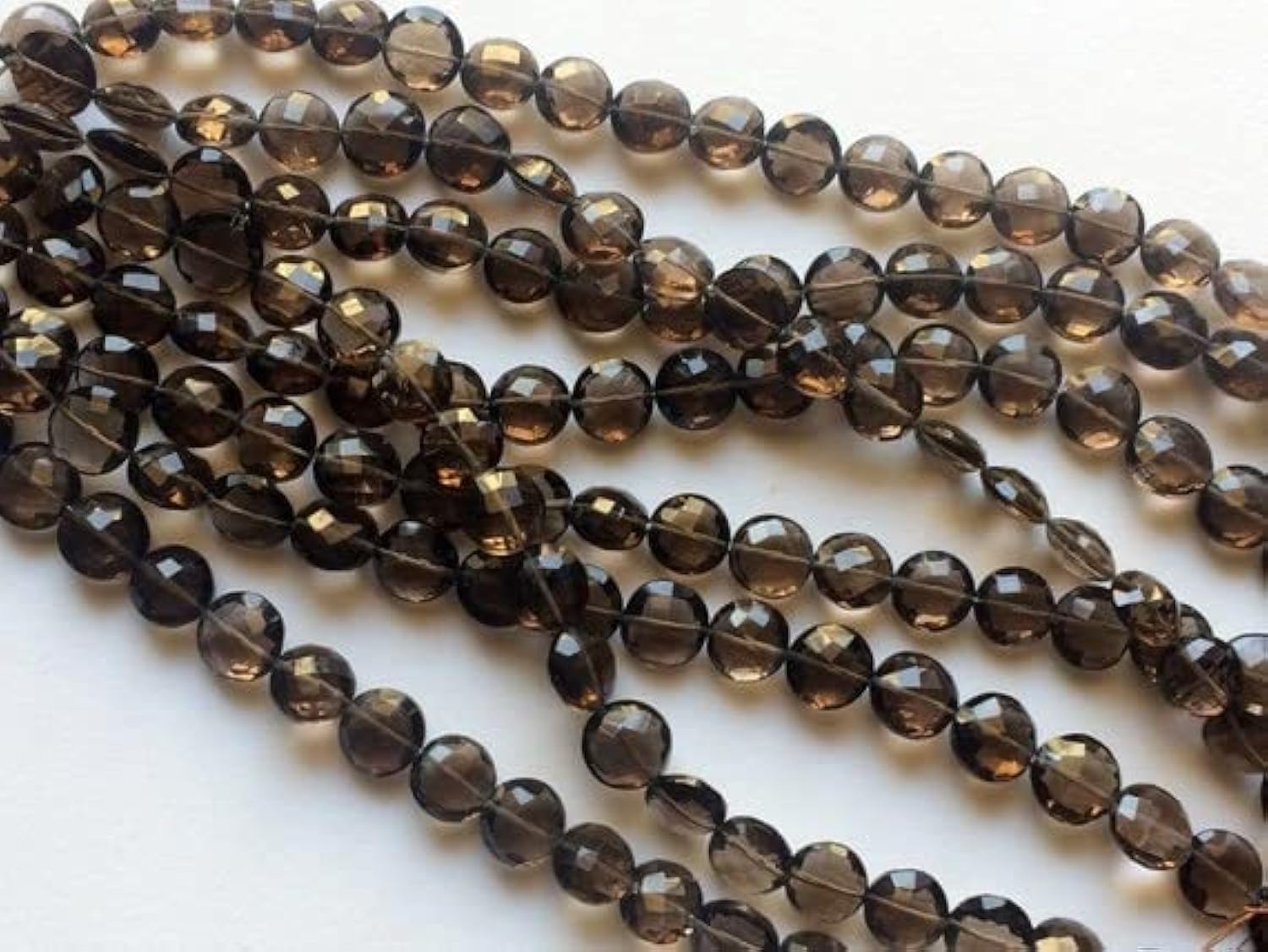 Quartz fumé facetté de qualité supérieure, perles pièces 10-11mm LKBEADS pour collier exclusif