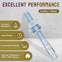 Vista 3 de Anclaje de cuña de 1/2" x 3-3/4", anclajes de hormigón chapados en zinc, sujetadores de pernos de expansión resistentes para ladrillos/bloques