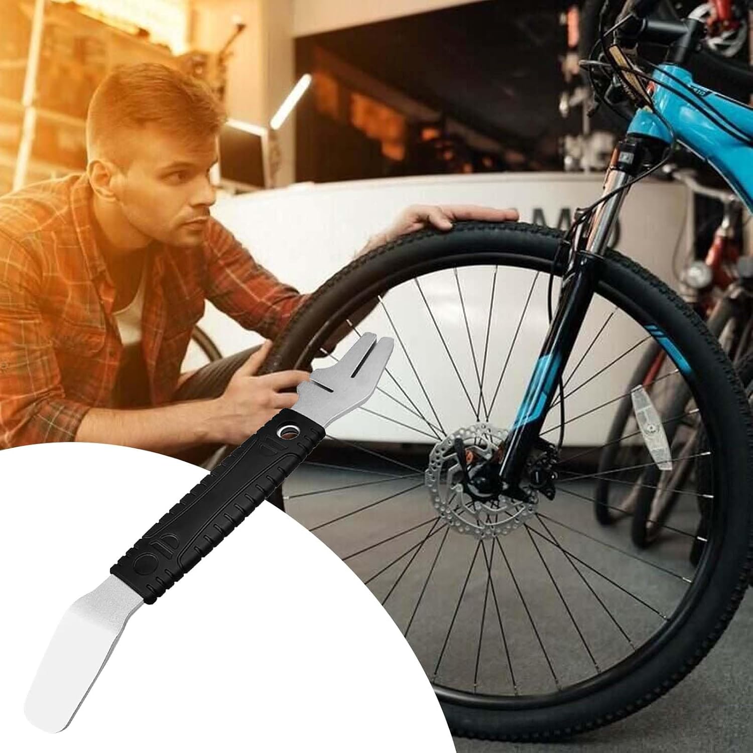 Bicycle Brake Piston Spreader Disc Brake Tool Brake Piston Reset Spreader Tool for Bicycle, 2-in-1 Bicycle Rotor Tool & Hydraulic Piston Press for Bicycle Disc Brakes