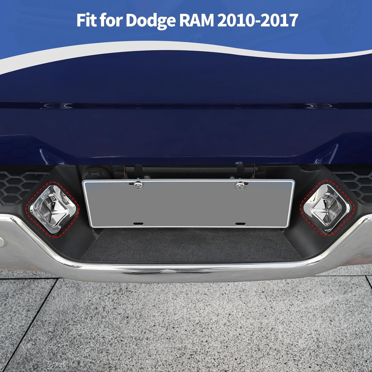 for RAM Rear License Plate Light Trim Cover Fit for Dodge RAM 2010-2017 Chrome Exterior Accessories 2pcs