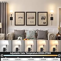 Vista 4 de Wall Lights Battery Operated Wall Sconces Set Of 2,Black Rechargeable Wall Light With Wireless Remote Dimmable,12 Colors Modes Cordless Battery