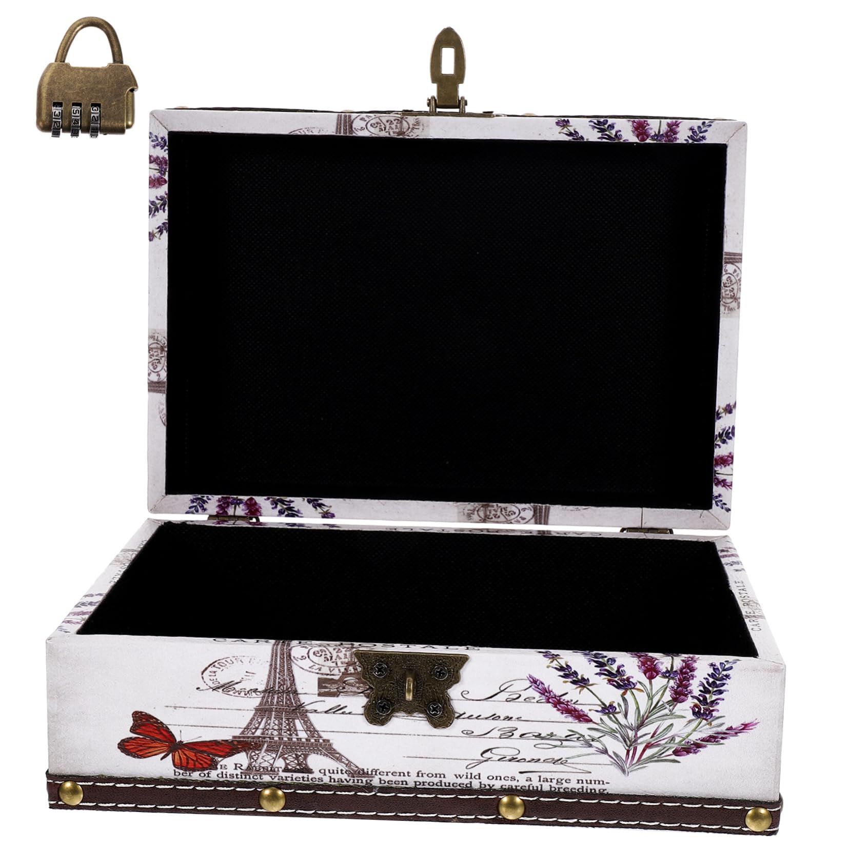 PRETYZOOM Vintage Dekorative Retro Schmuckkiste Holz Leder Aufbewahrungsbox mit Schloss und Ausreichendem Fassungsvermögen mit Staubschutz für Schreibtisch und Kommode