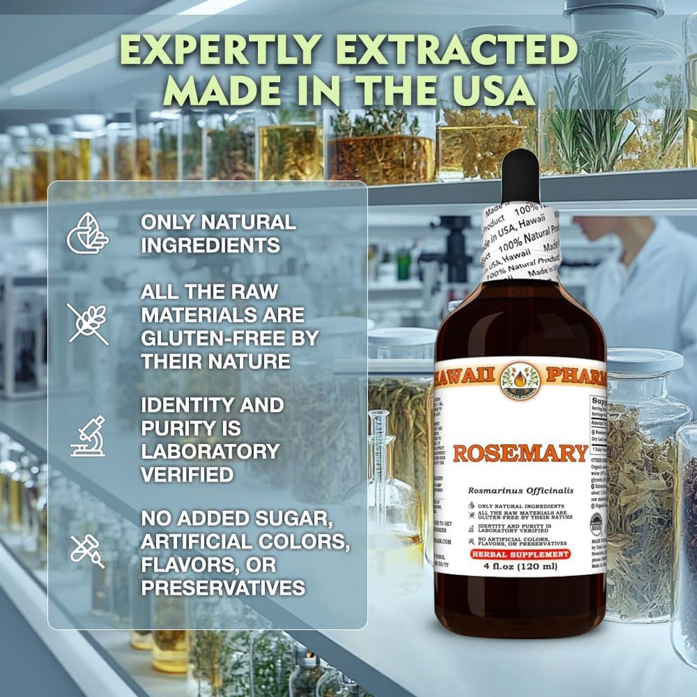 Rosemary (Rosmarinus Officinalis) Dry Leaf Tincture, All Natural, Vegan, Pure Liquid Extract - 4 fl.oz