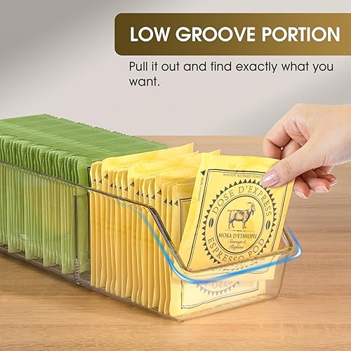 Vista 4 de MaxGear Organizador de bolsas de té de plástico transparente para despensa, cocina, gabinete, encimera, 1 paquete