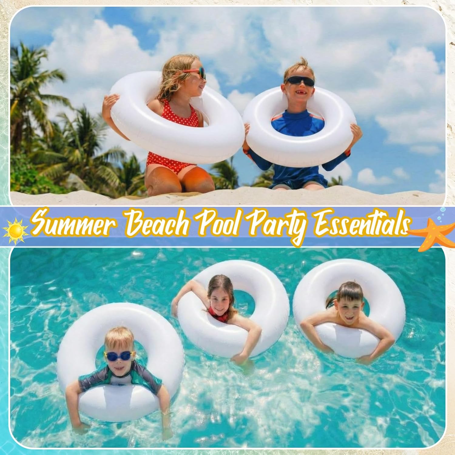 12 Pcs 23.6 Inches Inflatable Pool Floats, Pool Floaties Tube, Swim Tube Rings Bulk for Kid, Boys, Girl Lake Beach Outdoor Party Decorations Summer Vacation Holiday