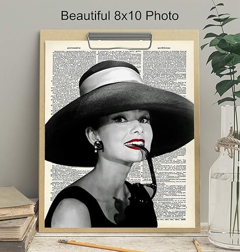 Miniatura 3 de Audrey Hepburn - Arte de pared de diccionario  Foto glamorosa de 8 x 10  Regalo único elegante para los fanáticos de las películas vintage de
